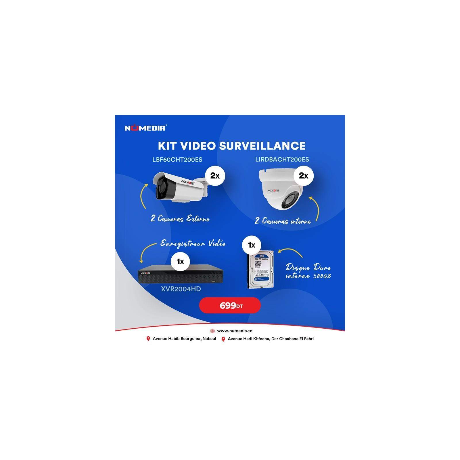 Pack Vidéosurveillance Aanalogique HDCVI/TVI 4 Caméras + Enregistreur Video+ DD 500Go Pack Vidéosurveillance Aanalogique HDCVI/TVI 4 Caméras + Enregistreur Video+ DD 500Go