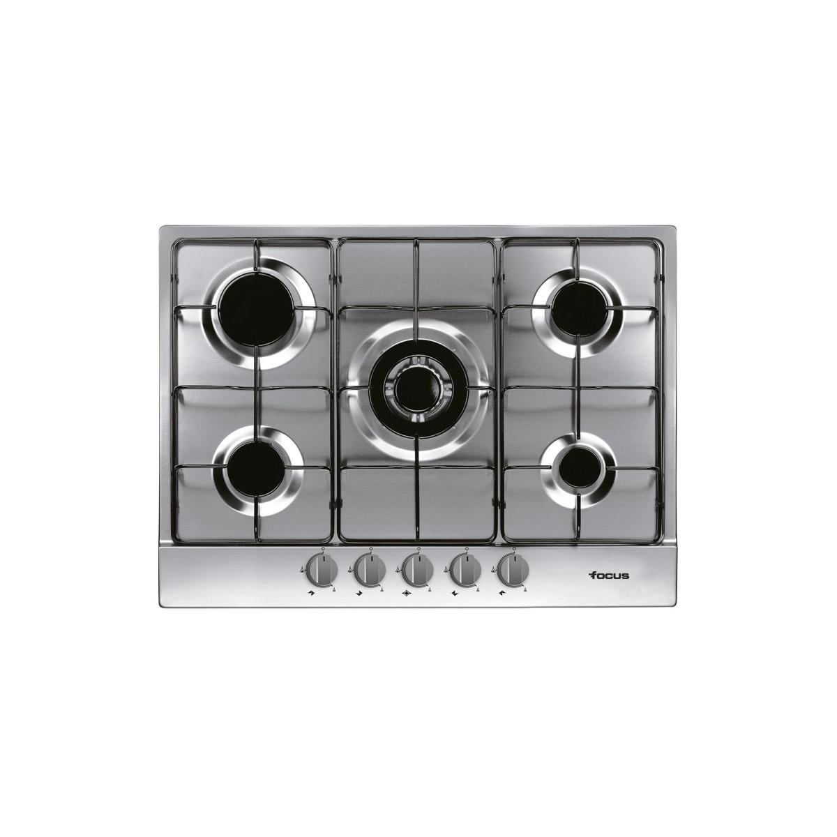 Plaque de cuisson Focus F407X à Gaz de 70 cm 5 feux en Inox