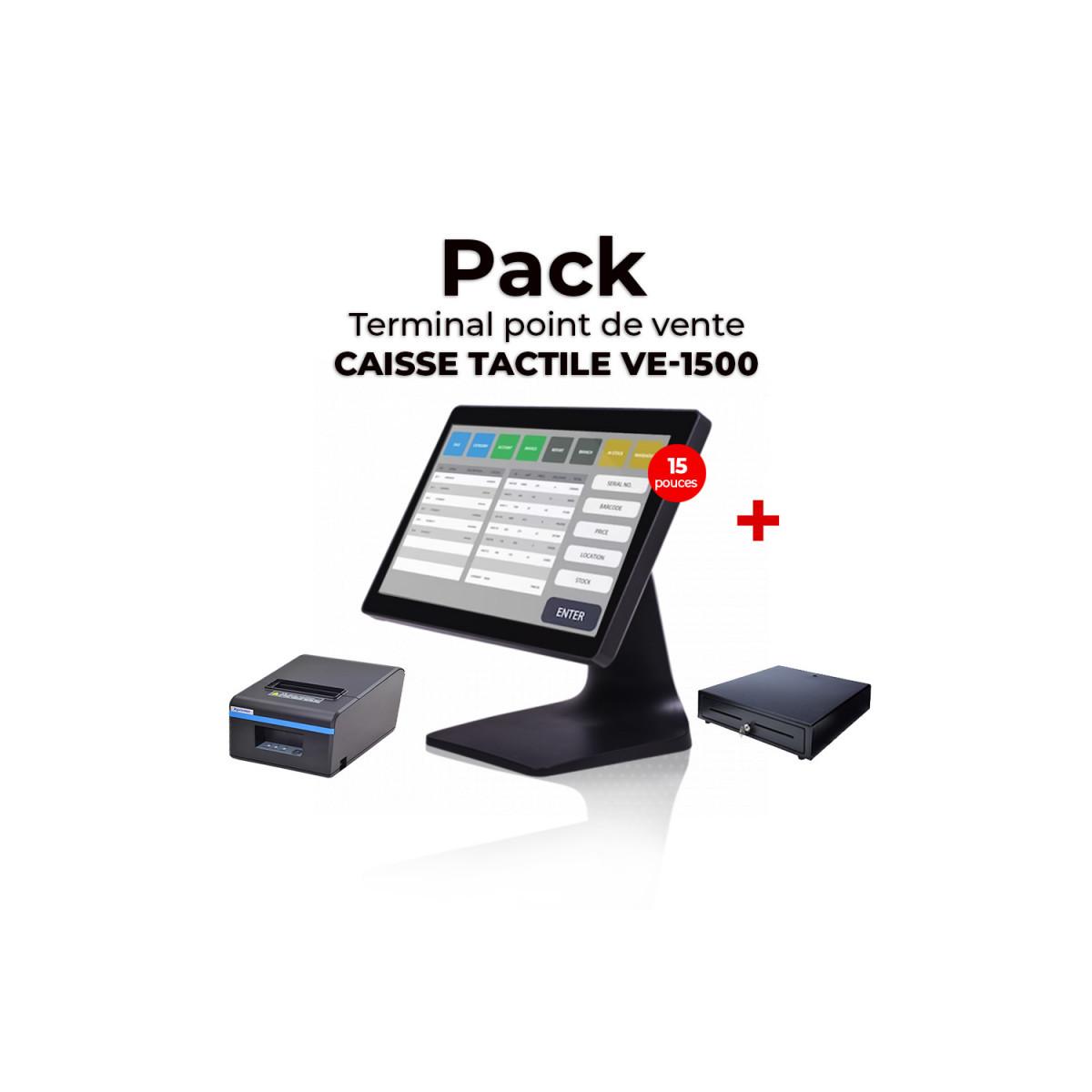 Pack caisse tactile VE-1500 4Go/128Go SSD + Imprimante GPRINTER C80250I Plus + Tiroir