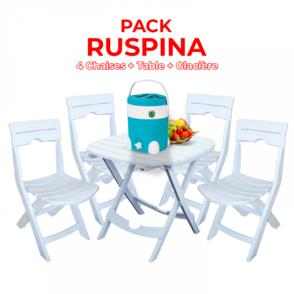 Pack Ruspina 4 chaises + table + glacière