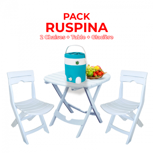 Pack Ruspina 2 chaises + table + glacière