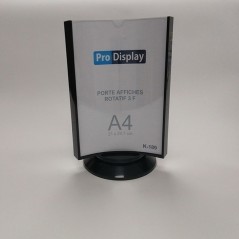 Pro Display K-189, Porte Affiche Rotatif 3 Faces A4 Transparent