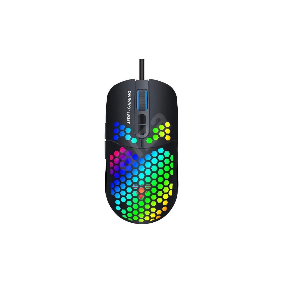 Souris Gaming Optique Jedel GM1100 LED USB Bidirectionnelle en Noir