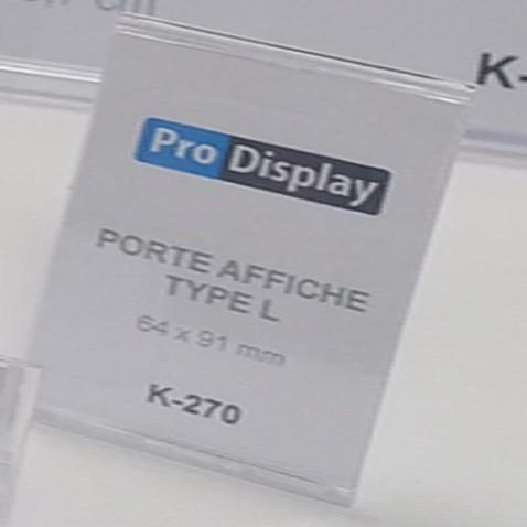 Pro Display K-270, Porte Affiche Type L 64 x 91 mm Transparent