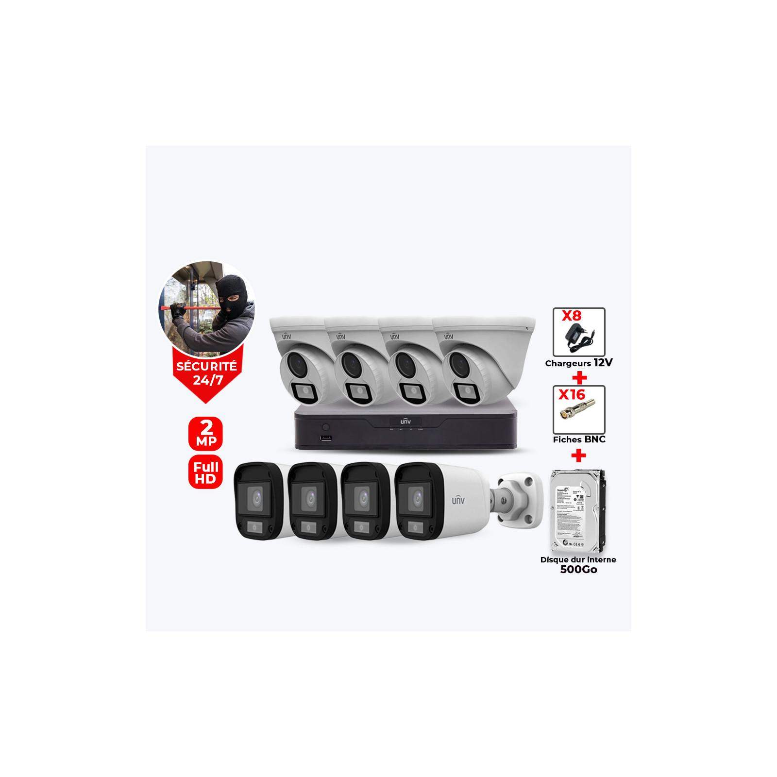 Pack 8 caméras de surveillance UNV 4 internes et 4 externes Pack 8 caméras de surveillance UNV 4 internes et 4 externes
