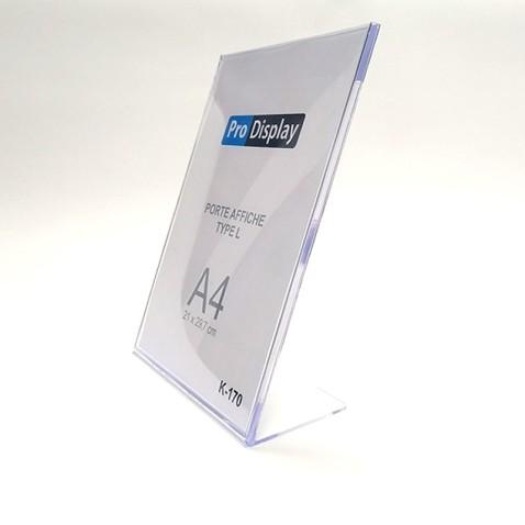 Pro Display K-170, Porte Affiche Type L Verticale A4 Transparent