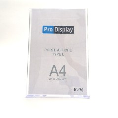 Pro Display K-170, Porte Affiche Type L Verticale A4 Transparent