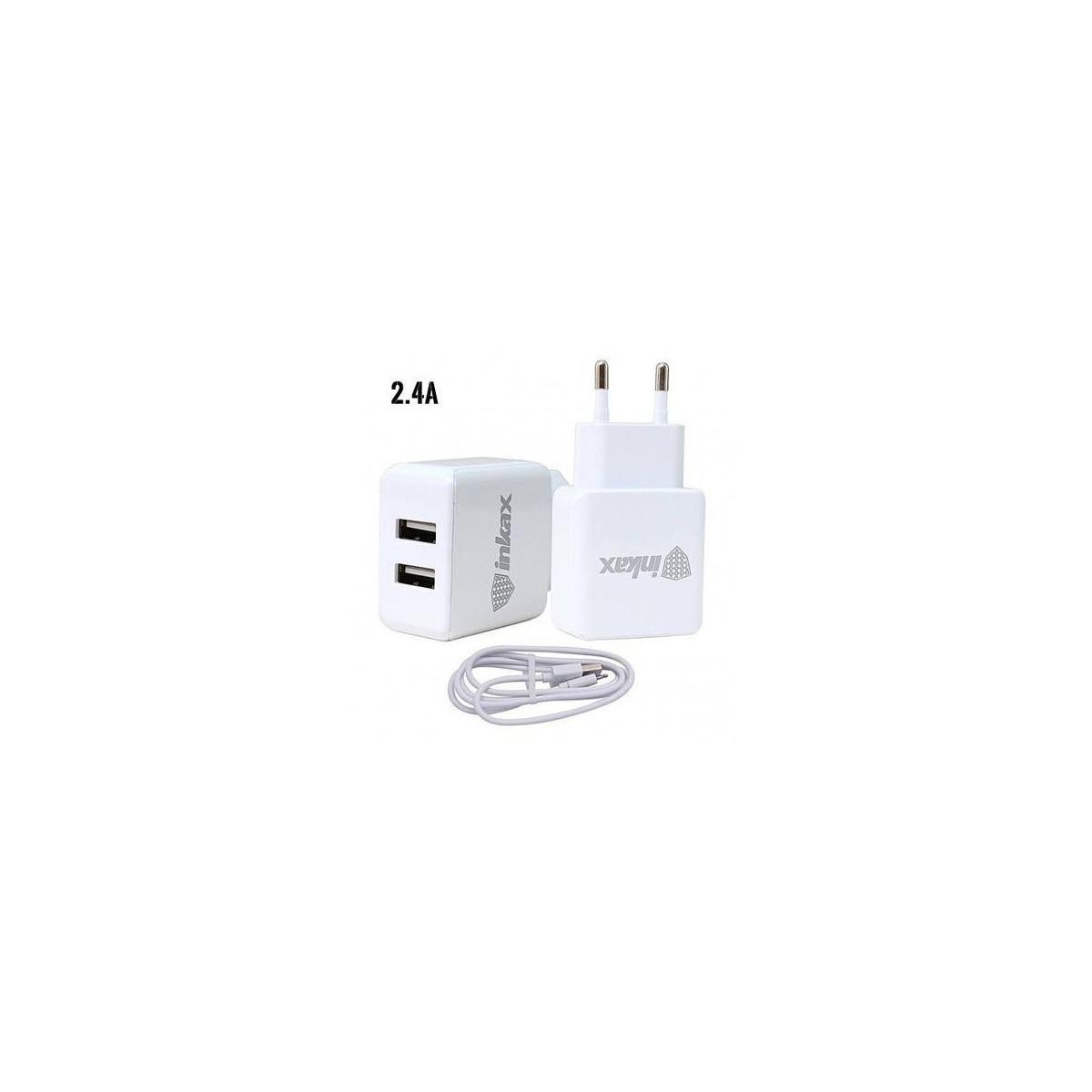 Chargeur INKAX CD01 2 USB 2.4A + cable TYPE-C / IP