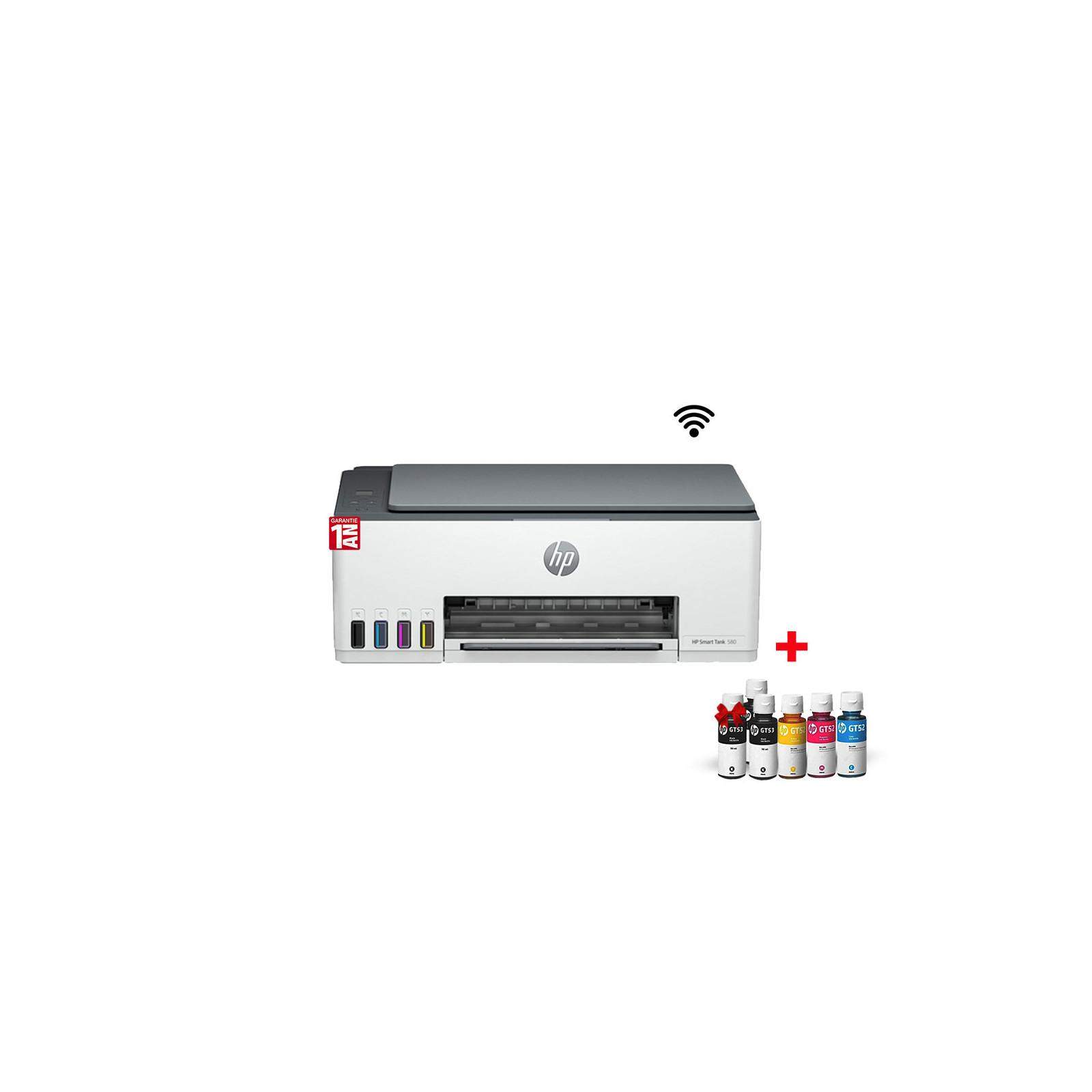 Hp Imprimante 3en1 Couleur WiFi+USB - SmartTank 580 - Réservoir à