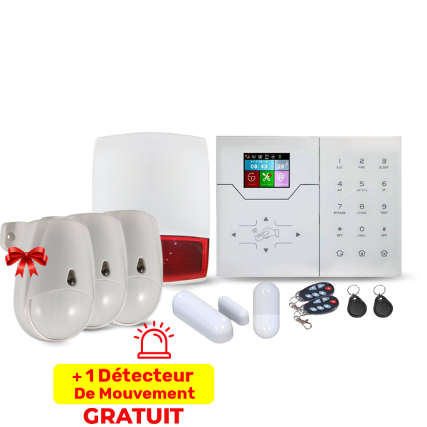 Kit D'Alarme Focus HA-VGW + Sirène MD-327R Sans fil 868 MHz + 2 Détecteurs de mouvement intérieur Focus