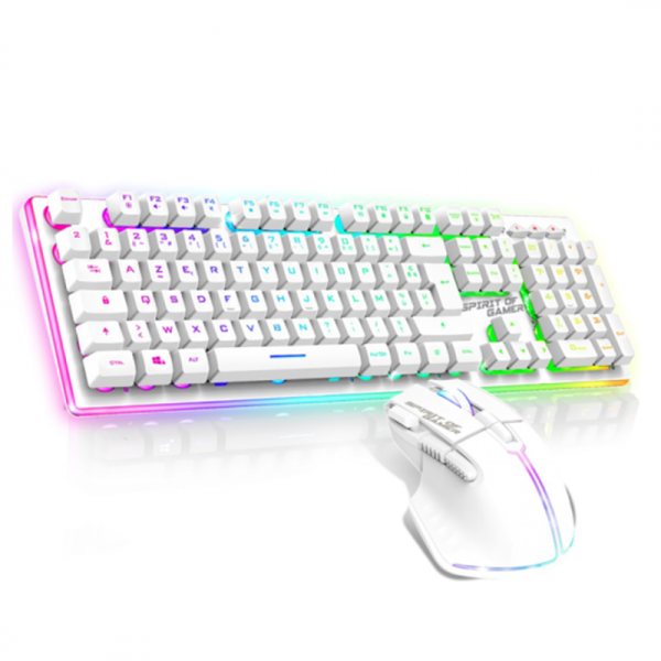 Pack Gamer Sans Fil Clavier Semi Mécanique + Souris SOG ULT600 RGB Blanc