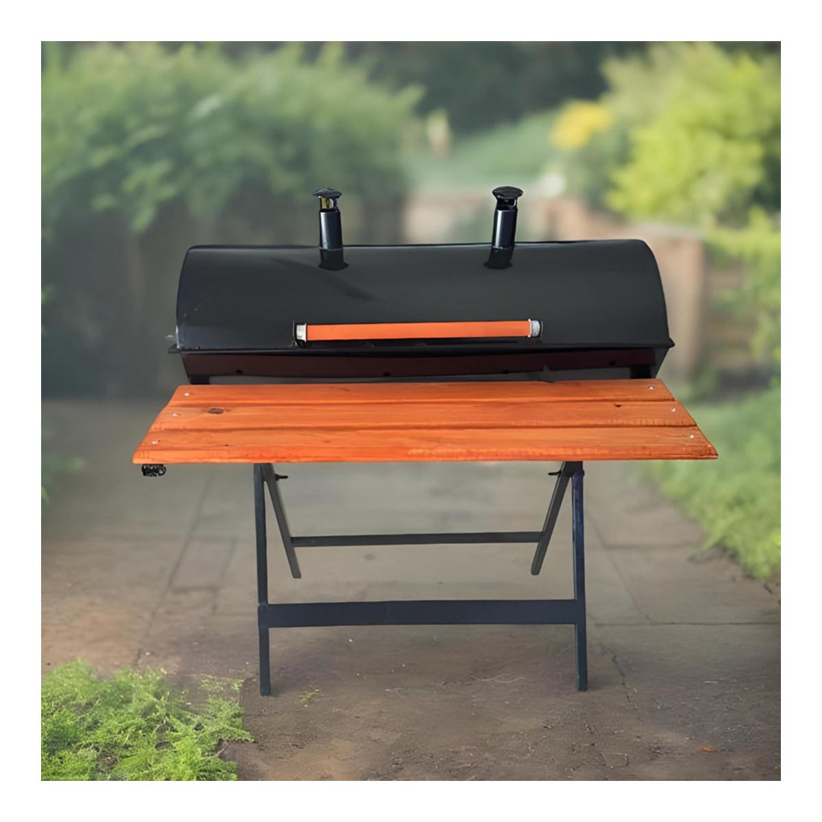 Barbecue à Charbon Avec Couvercle avec grille 80 cm en métal noir