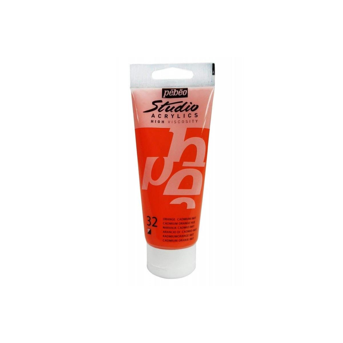 Peinture Acrylique Studio Pébéo 100ml Orange Cadmium Imitation 32