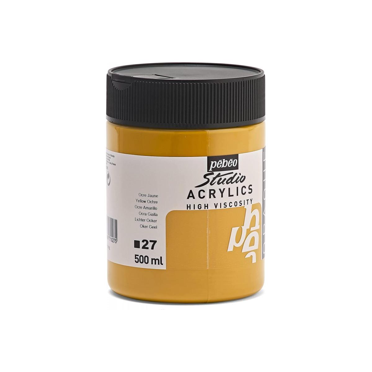 Peinture Acrylique Studio Pébéo 500ml Ocre Jaune 27