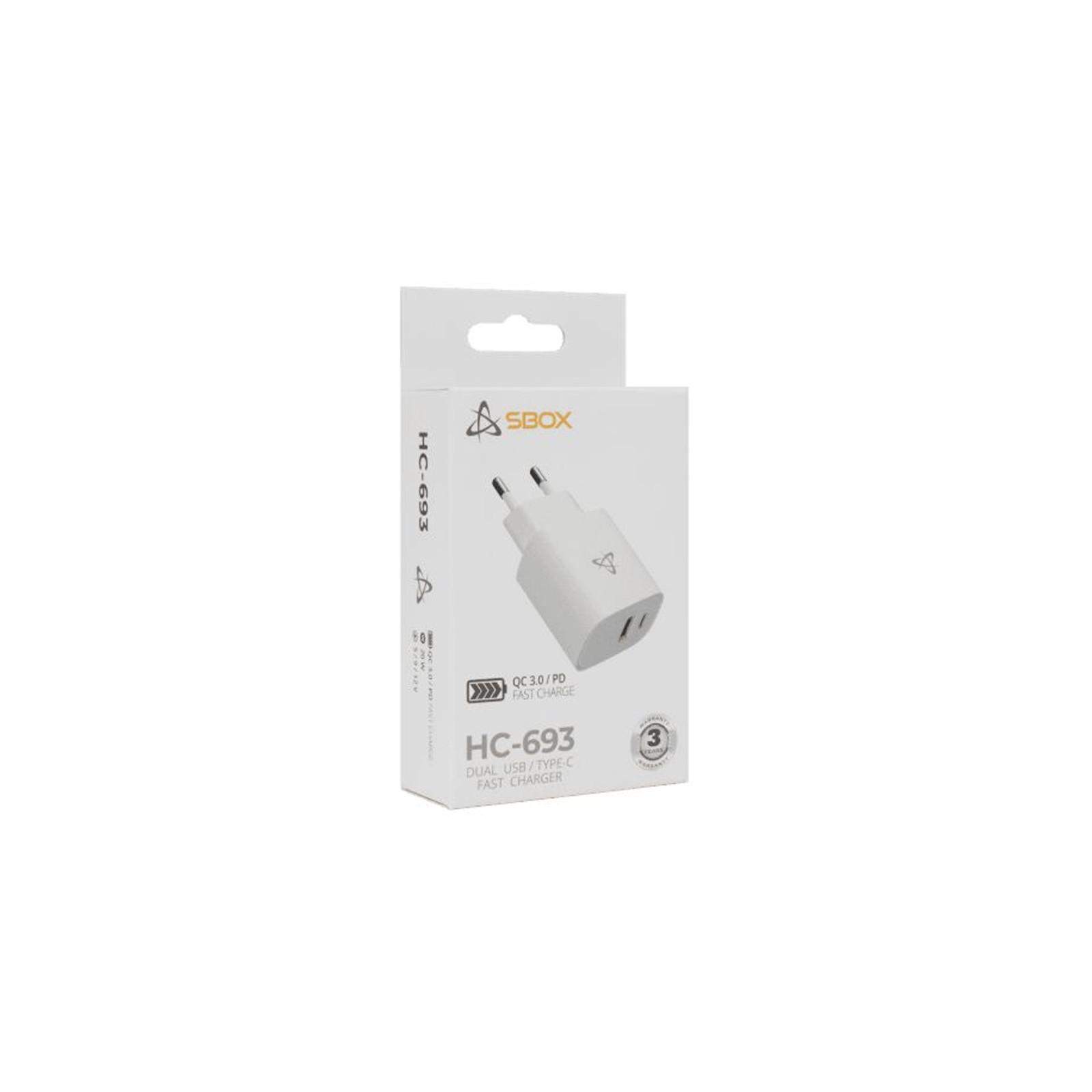 Chargeur Sbox HC-693 2 Ports USB Type-C Blanc Chargeur Sbox HC-693 2 Ports USB Type-C Blanc