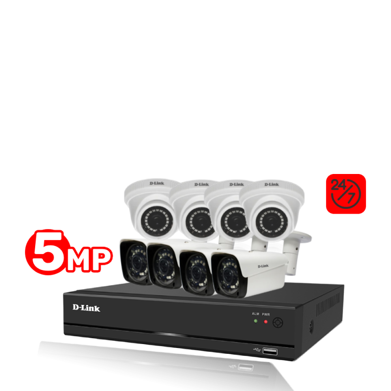 Pack 8 caméras de surveillance 5MP D-LINK / Tunisie Pack 8 caméras de surveillance 5MP D-LINK / Tunisie