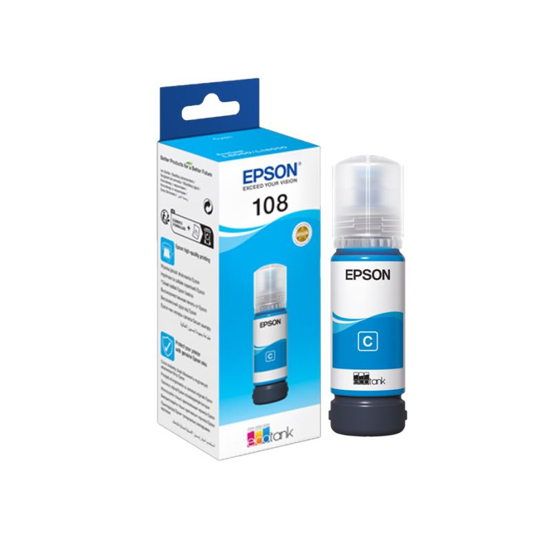 Bouteille D'encre Original EPSON ECOTANK 108 - Cyan(C13T09C24A) Bouteille D'encre Original EPSON ECOTANK 108 - Cyan(C13T09C24A)