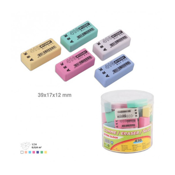 Gomme fluo box de 36 39/17/12mm