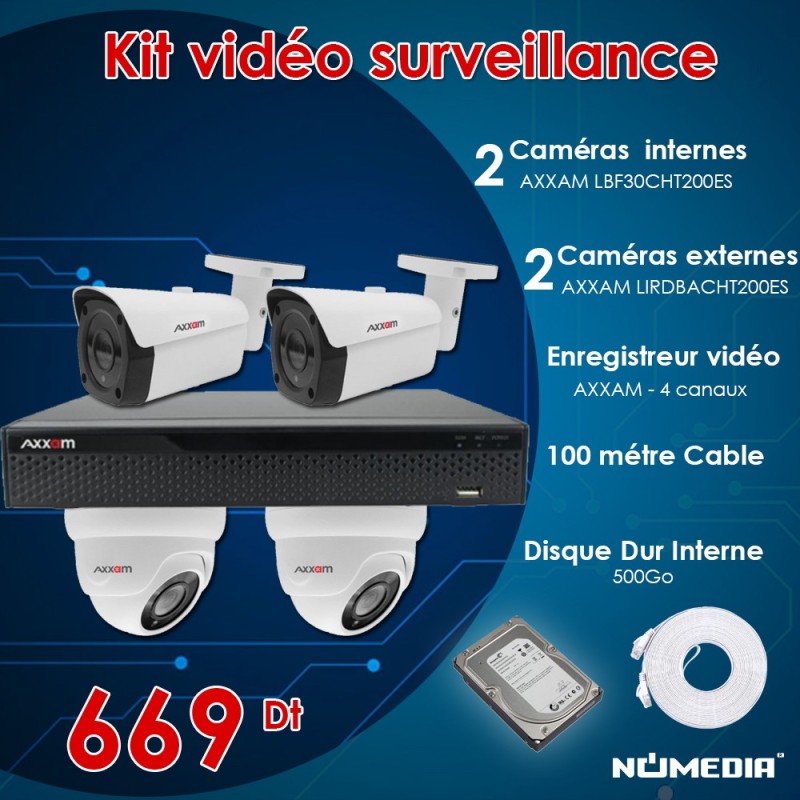Kit Vidéo Surveillance AXXAM HD, ensemble complet 
