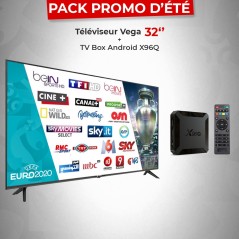 Pack Promo Téléviseur Vega 32 Pouces LED HD + Box TV Android X96Q + IPTV 12 Mois Gratuit