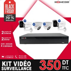 Kit Vidéo Surveillance AXXAM HD à 4 Caméras 2MP, ensemble complet