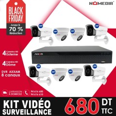 Kit Vidéo Surveillance AXXAM à 8 Caméras HD 2MP, ensemble complet
