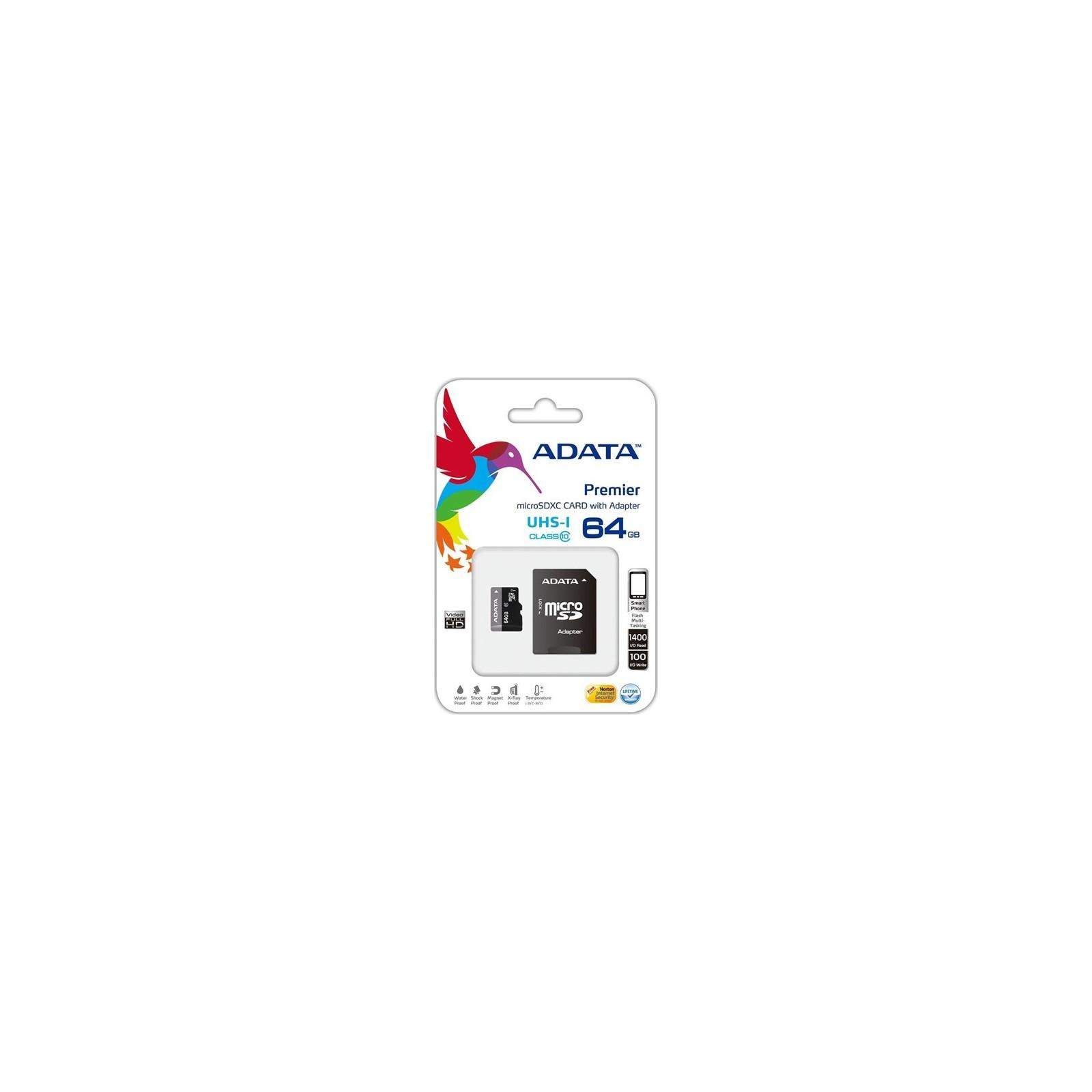 Adata AUSDH64GCL10, Carte Mémoire micro SDHC 64GB Class 10 avec Adaptateur Adata AUSDH64GCL10, Carte Mémoire micro SDHC 64GB Class 10 avec Adaptateur
