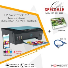 Pack Promo Imprimante Hp Smart Tank 516 + Rame Papier + Câble USB