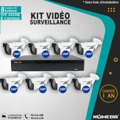 Kit Vidéo Surveillance AXXAM à 8 Caméras HD Externe 2MP 4en1 Bullet IR 60m et XVR