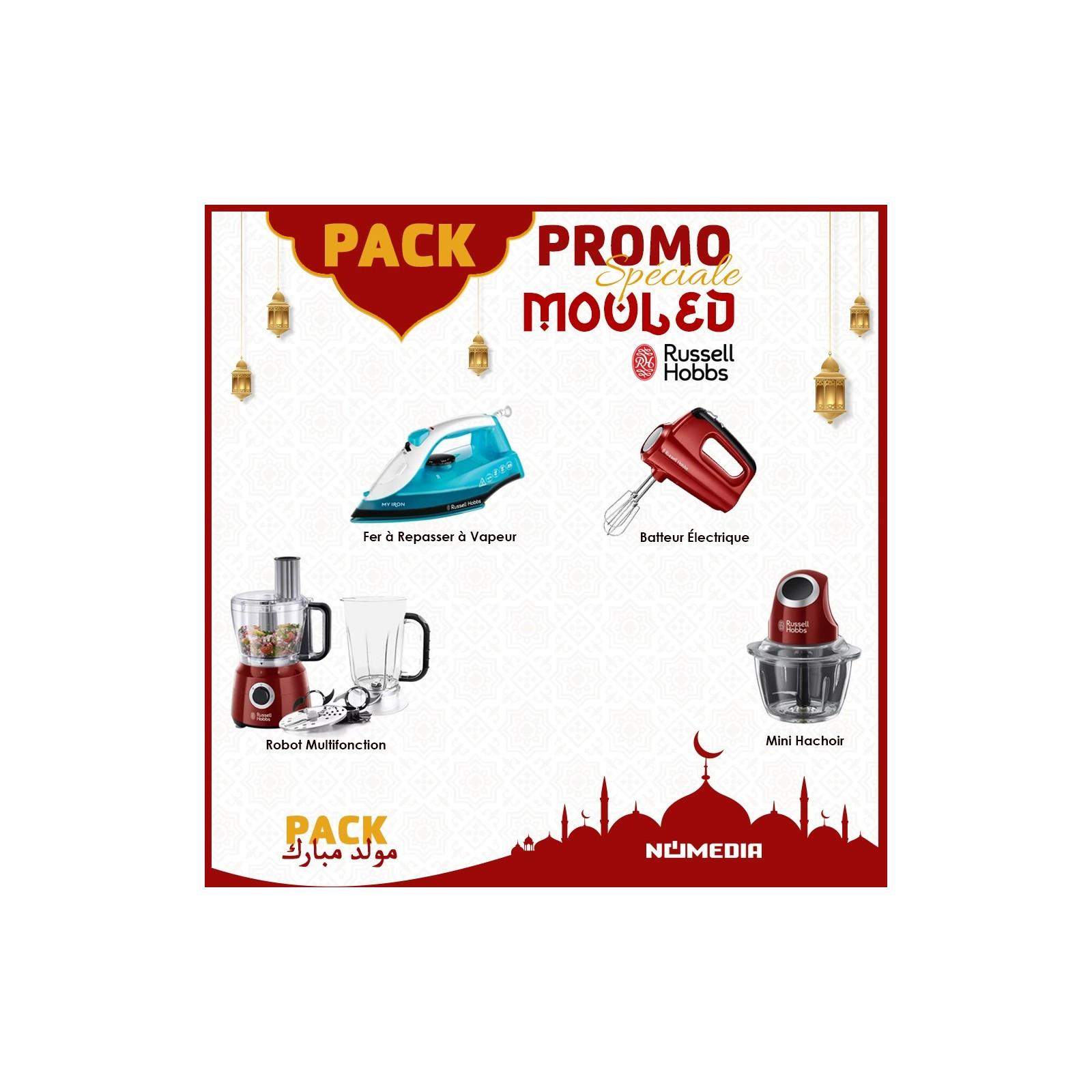 Pack Promo Petits électro Russell Hobbs Robot Multifonctions, Batteur, Mini Hachoir, Fer à repasser Pack Promo Petits électro Russell Hobbs Robot Multifonctions, Batteur, Mini Hachoir, Fer à repasser