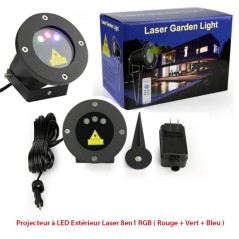 Projecteur à LED Extérieur Laser 8en1 RGB ( Rouge + Vert + Bleu ) 