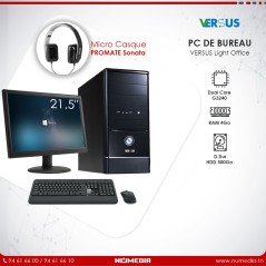 Versus Light Office, Pc de Bureau Dual Core G3240 Ram 4Go, HDD 500Go Complet