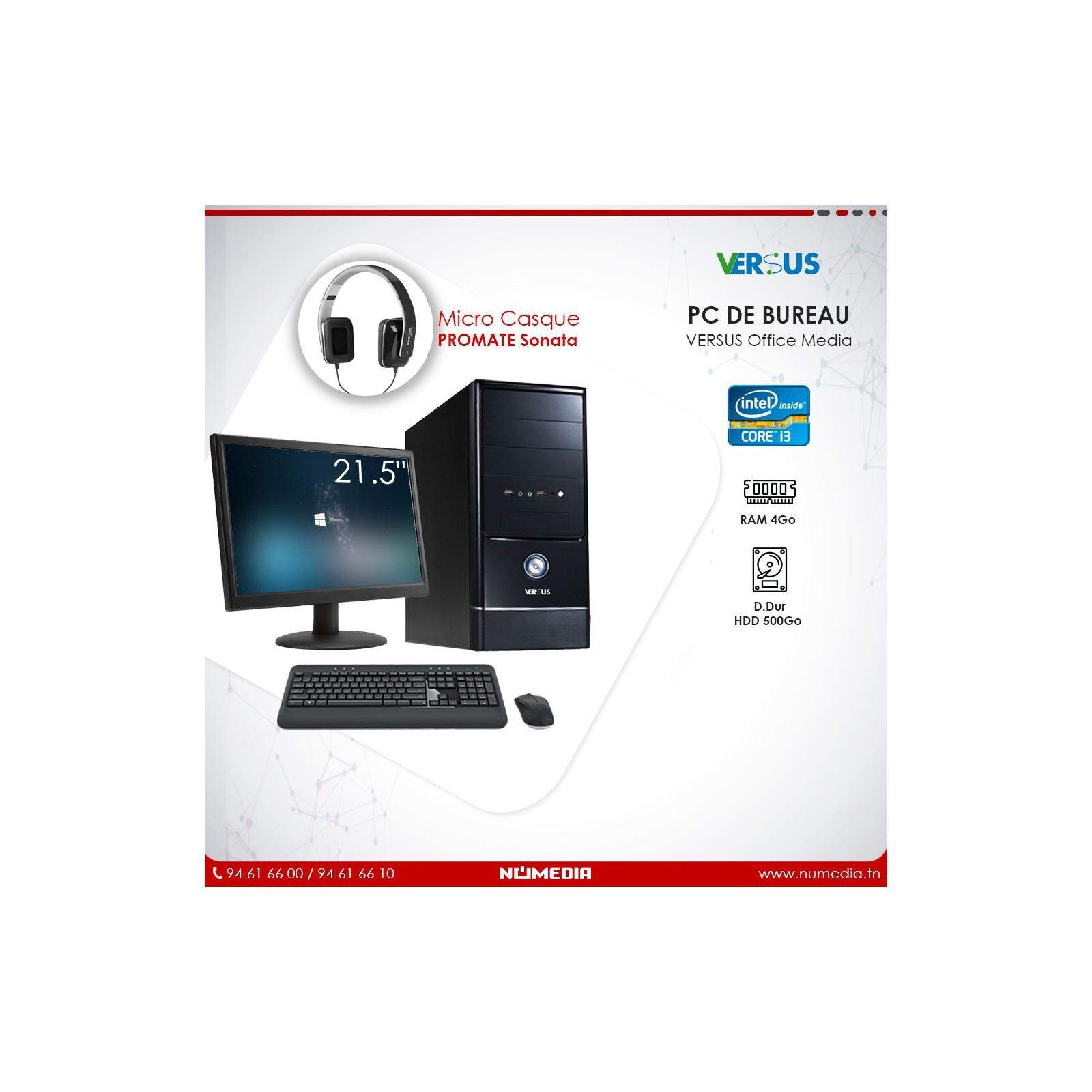 Versus Office Media, Pc de Bureau Intel Core i3 Ram 4Go, HDD 500Go Complet Versus Office Media, Pc de Bureau Intel Core i3 Ram 4Go, HDD 500Go Complet