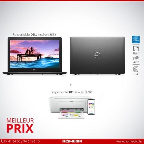 Pack Promo Pc portable Dell Inspiron 3583 + Imprimante HP DeskJet 2710 3en1