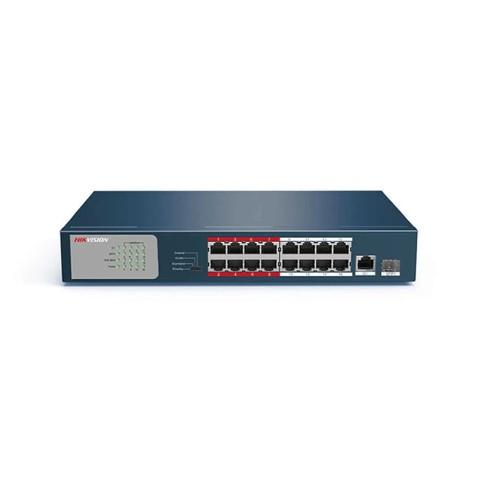 Hikvision DS-3E0318P-E/M, Switch de bureau 18 ports dont 16 ports PoE 250 Mètres