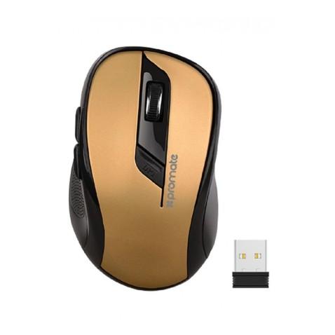 Promate CLIX-7GOLD, Souris Optique Sans fil 10m 2.4Ghz en Gold