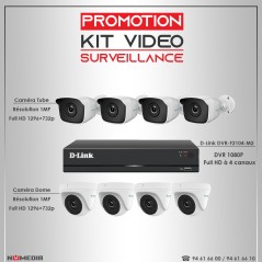 Kit Vidéo Surveillance à 8 Caméras Hilook HD 1MP 4en1 Bullet IR 20m et DVR D-Link