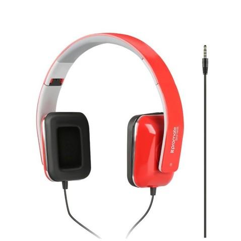 Promate Sonata, Casque avec Micro filaire en Rouge