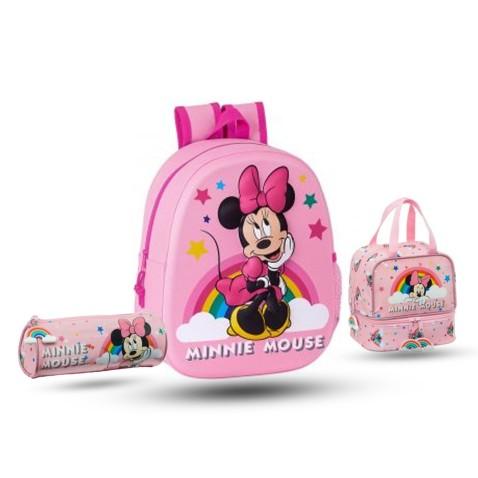 Pack sac à dos crèche 3D, sac à goûter et trousse pour fille en Rose