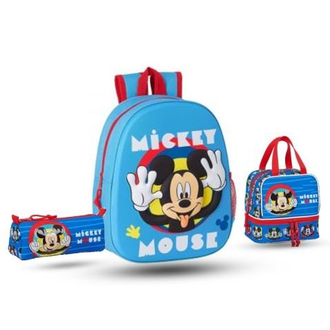 Pack sac à dos crèche 3D, sac à goûter et trousse pour garçon en Bleu