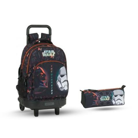 Pack sac à dos Compact avec chariot amovible et trousse pour garçon en Noir