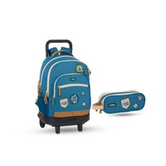 Pack sac à dos Compact avec chariot amovible et trousse pour garçon en Bleu