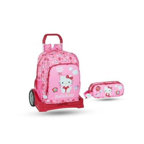 Pack sac à dos Compact avec chariot et trousse pour fille en Rose