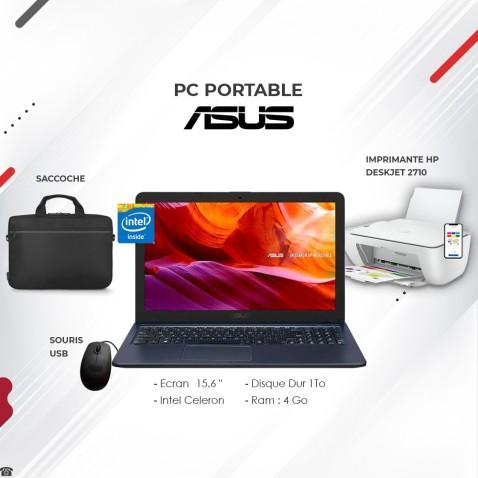 Pack Promo Pc Asus X543MA + Imprimante Hp 2710 + Saccoche + souris 