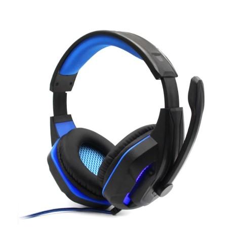 LY PC11, Micro Casque Gaming LED pour PC, Smartphone, PS4 en Bleu