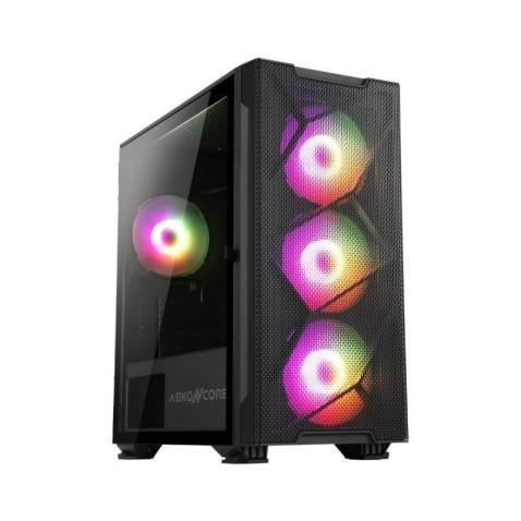 AbkonCore Cronos 550M, Boitier PC Mini Tour avec Panneau Latéral Verre Trempé en Noir