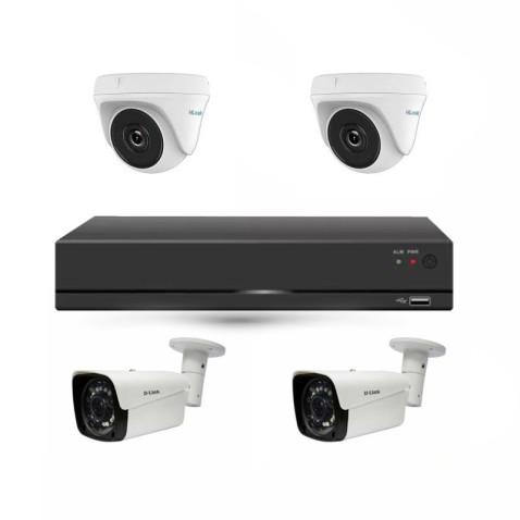 Kit Vidéosurveillance D-Link HD 4 Caméras 2MP + DVR, ensemble complet