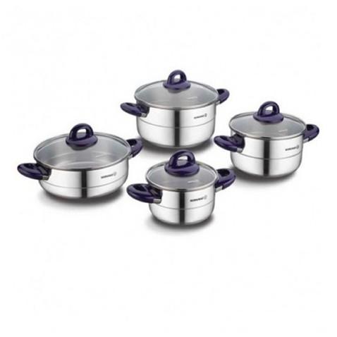 Set de 8 Pièces Korkmaz Hera Lavender en inox et touches de mauve (A1087) 