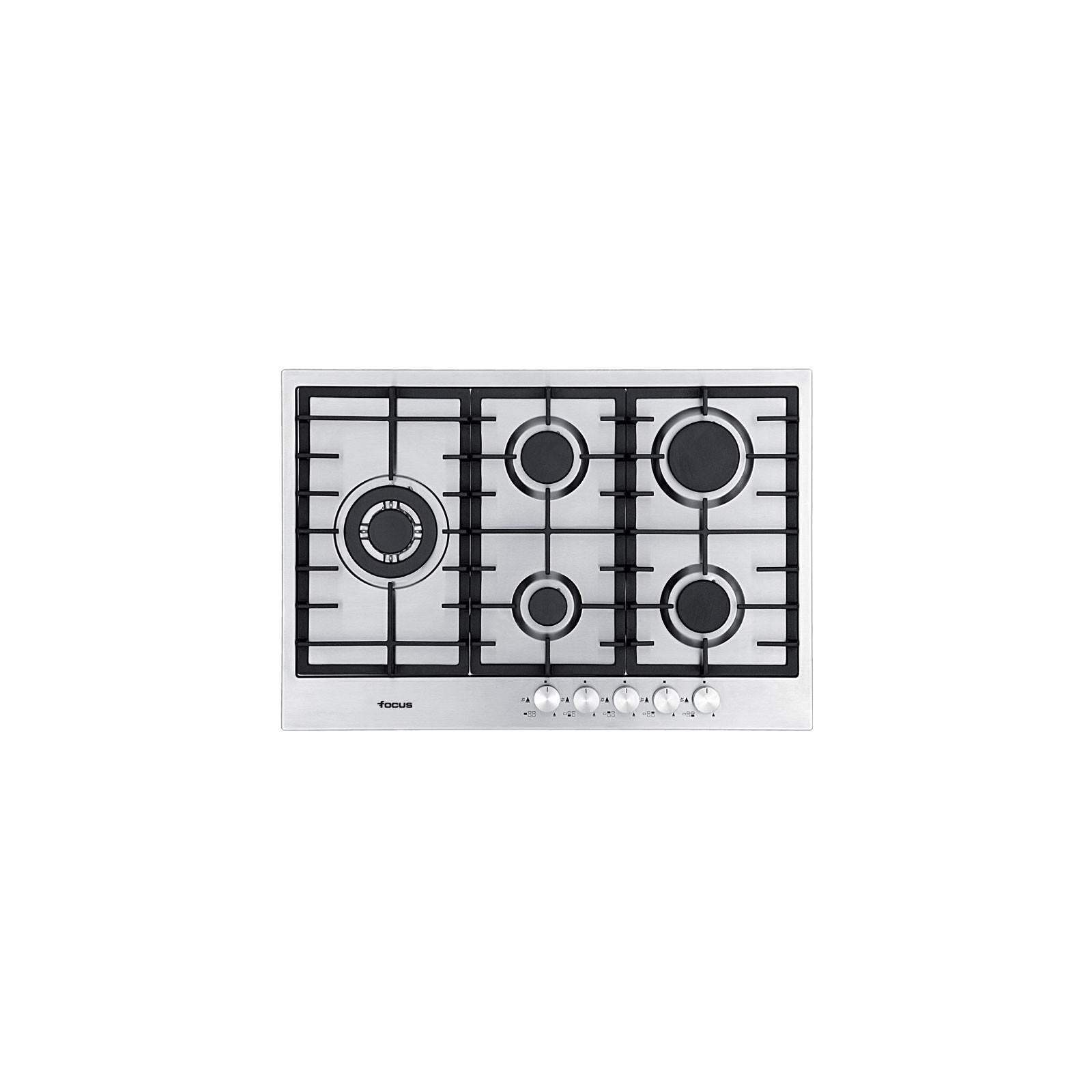 Focus F811X, Plaque de cuisson à Gaz de 75 cm 5 feux à Grilles en fontes en Inox Focus F811X, Plaque de cuisson à Gaz de 75 cm 5 feux à Grilles en fontes en Inox