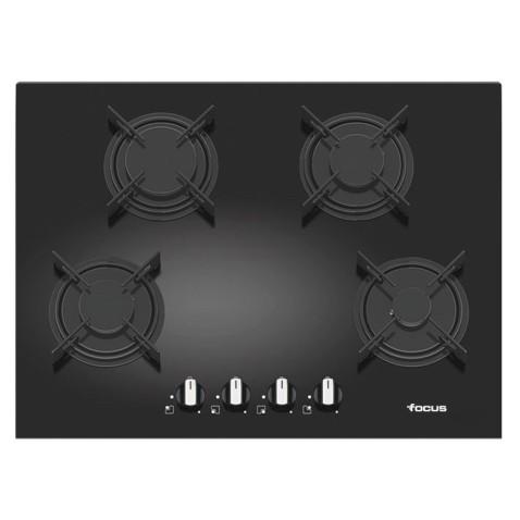 Focus F410B, Plaque de cuisson à Gaz de 70 cm 4 feux Vitro en Noir